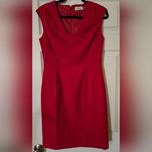 Calvin Klein Red Sleeveless Sheath Dress